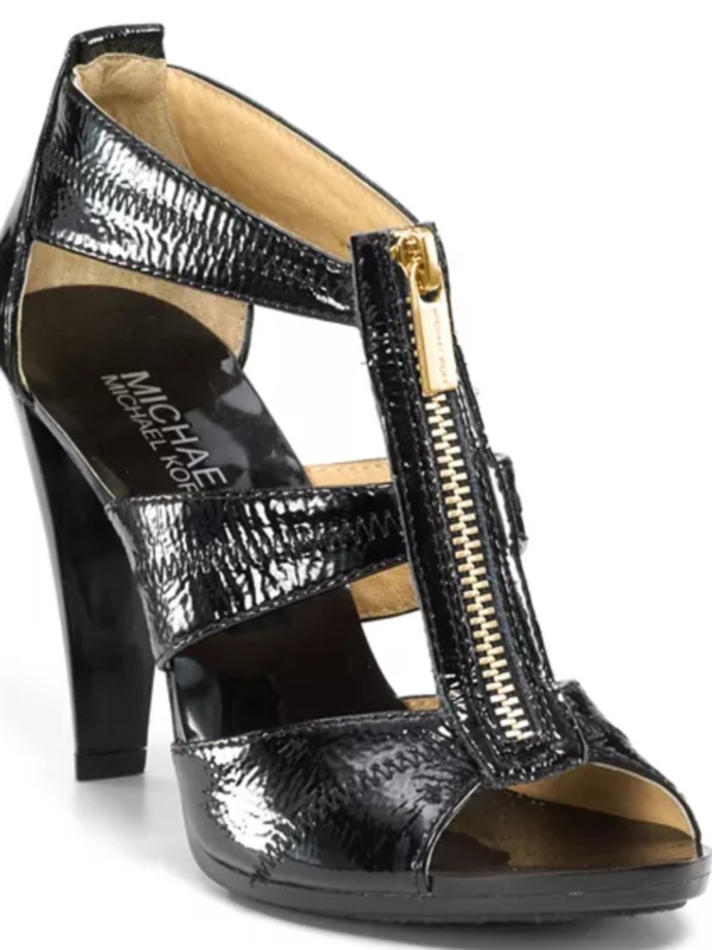  Michael Kors "Berkley" T-Strap Zip-Front Sandals Size 10 With Box